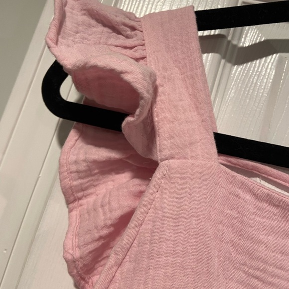 Vero Moda Size L Soft Pink Cotton Gauze Open Back Ruffle Sleeve Tank Top - Picture 4 of 11